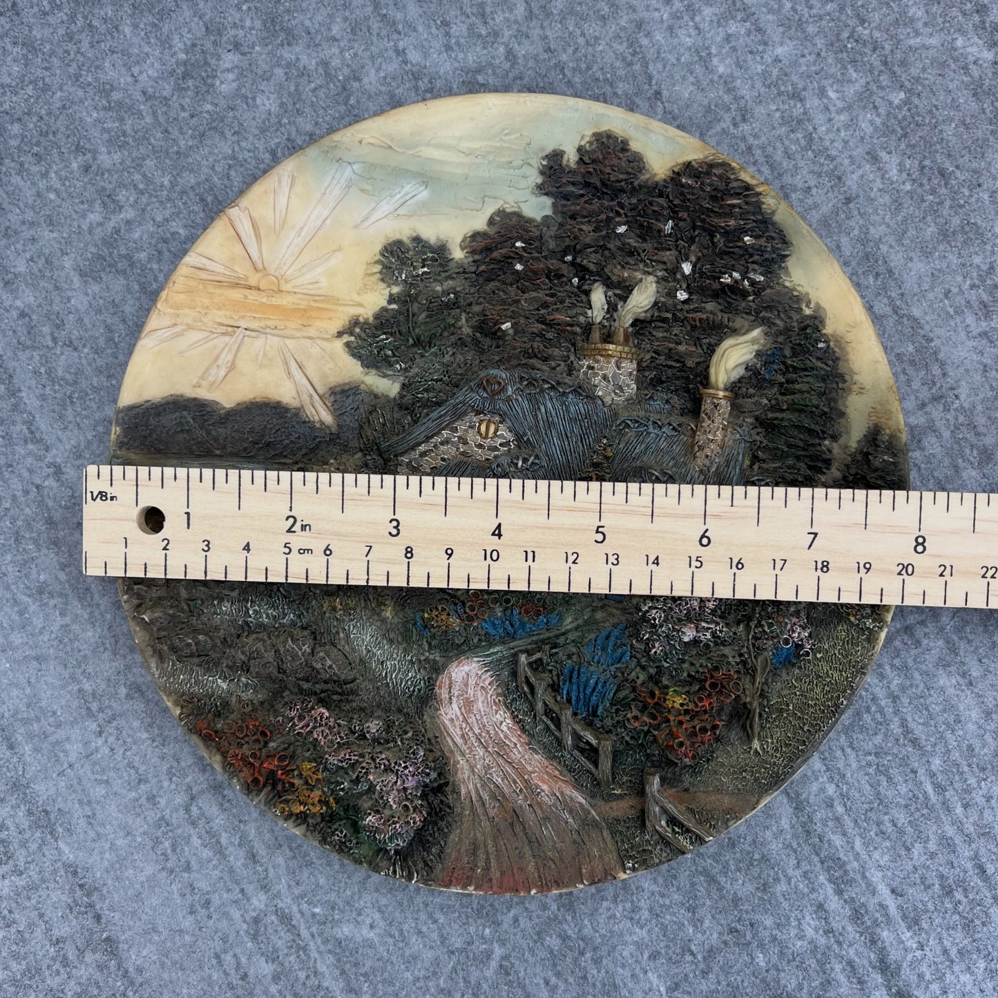3D country cottage plate 8"
