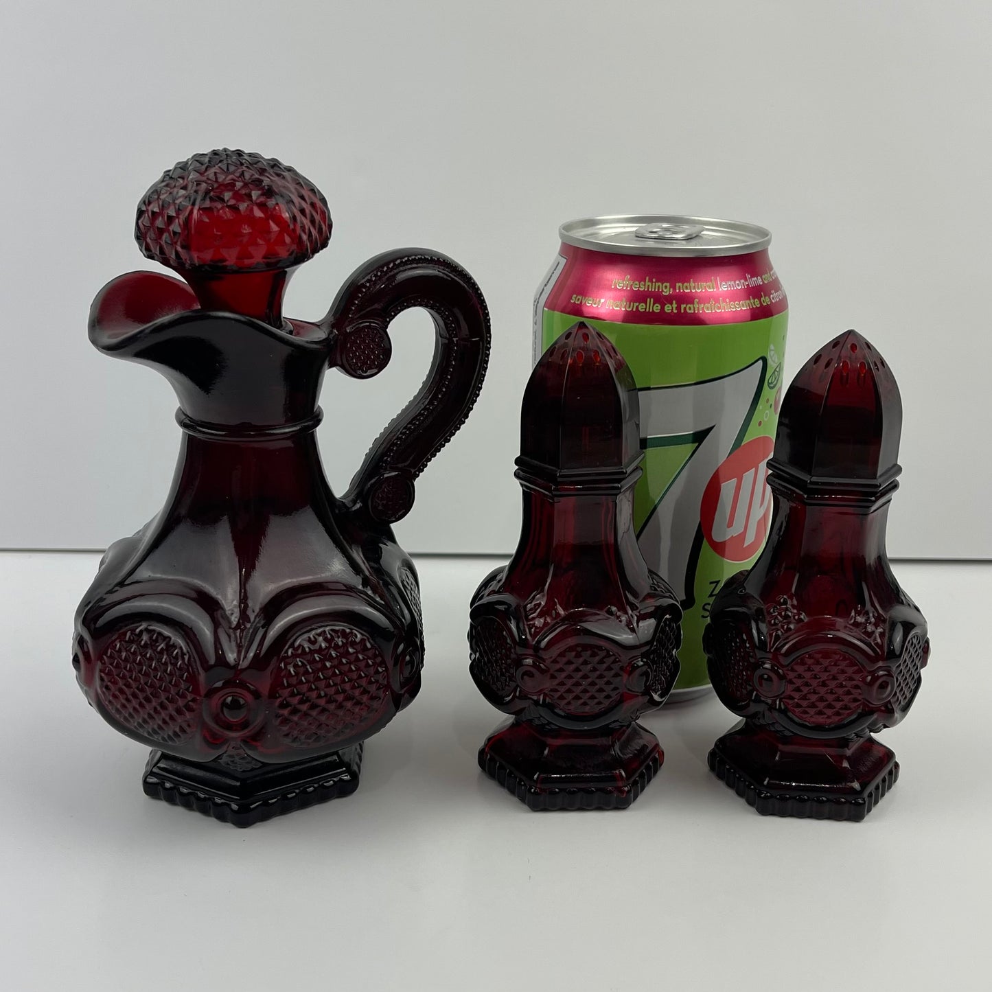 Avon 1876 Red Cruet Set with Shakers