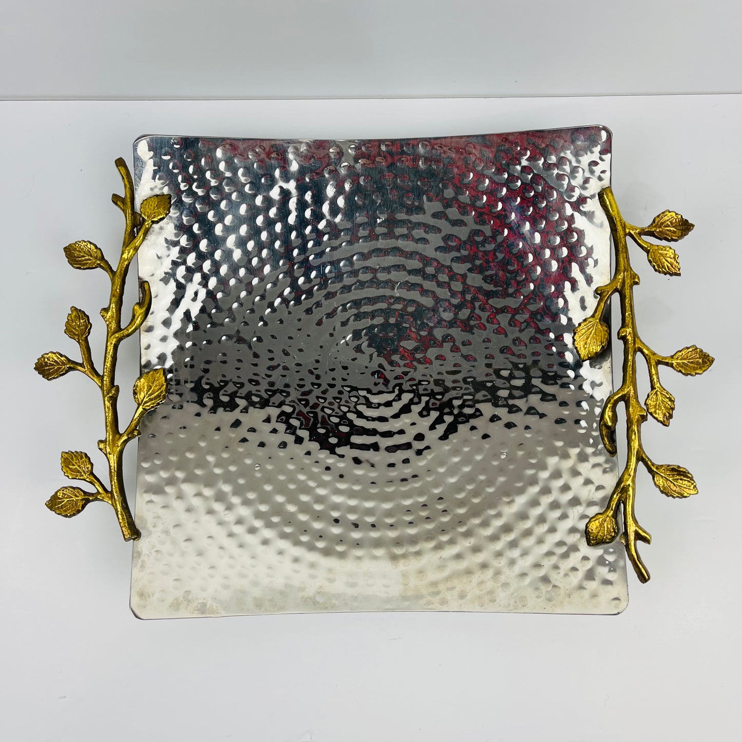 Gold leafed hammered silver tray