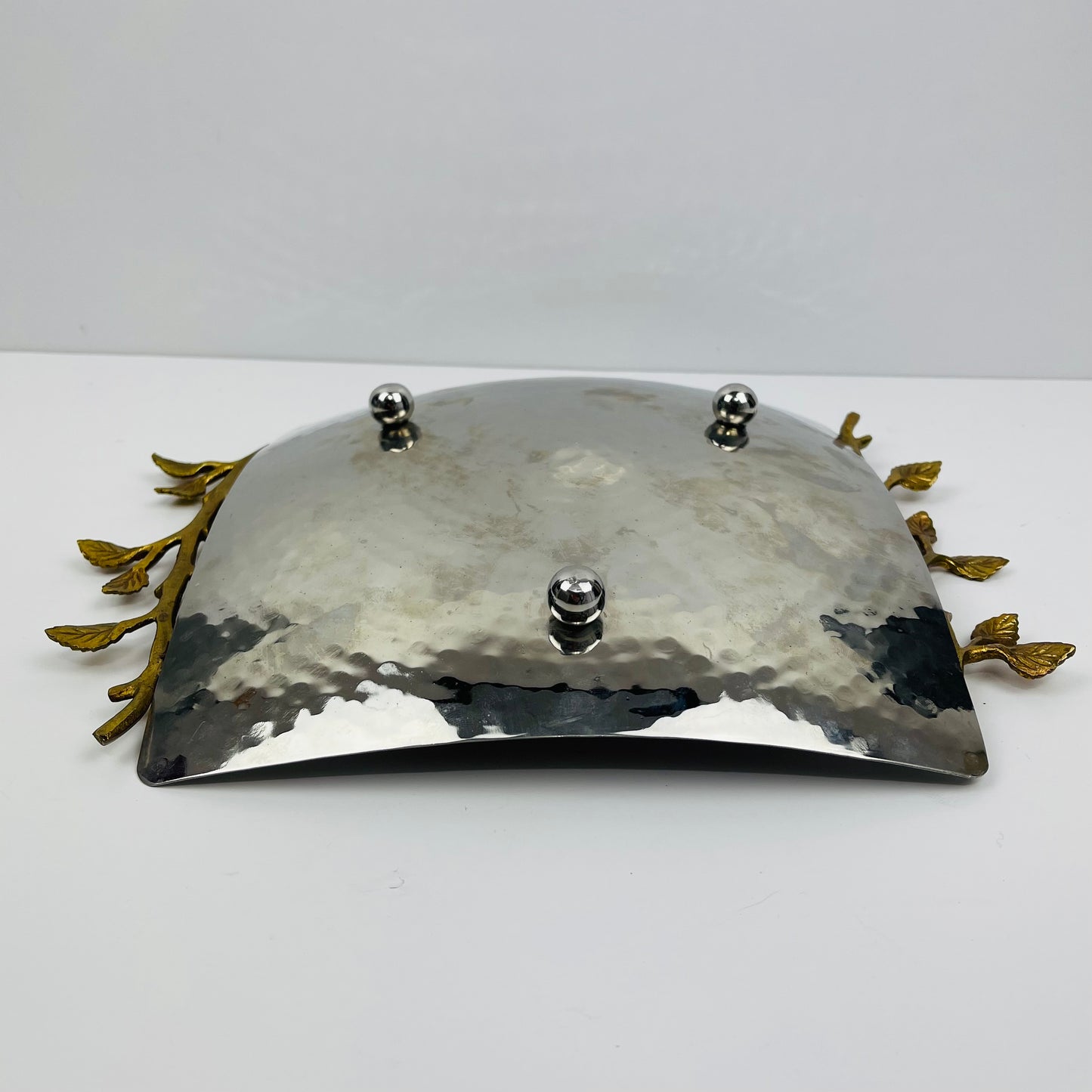 Gold leafed hammered silver tray