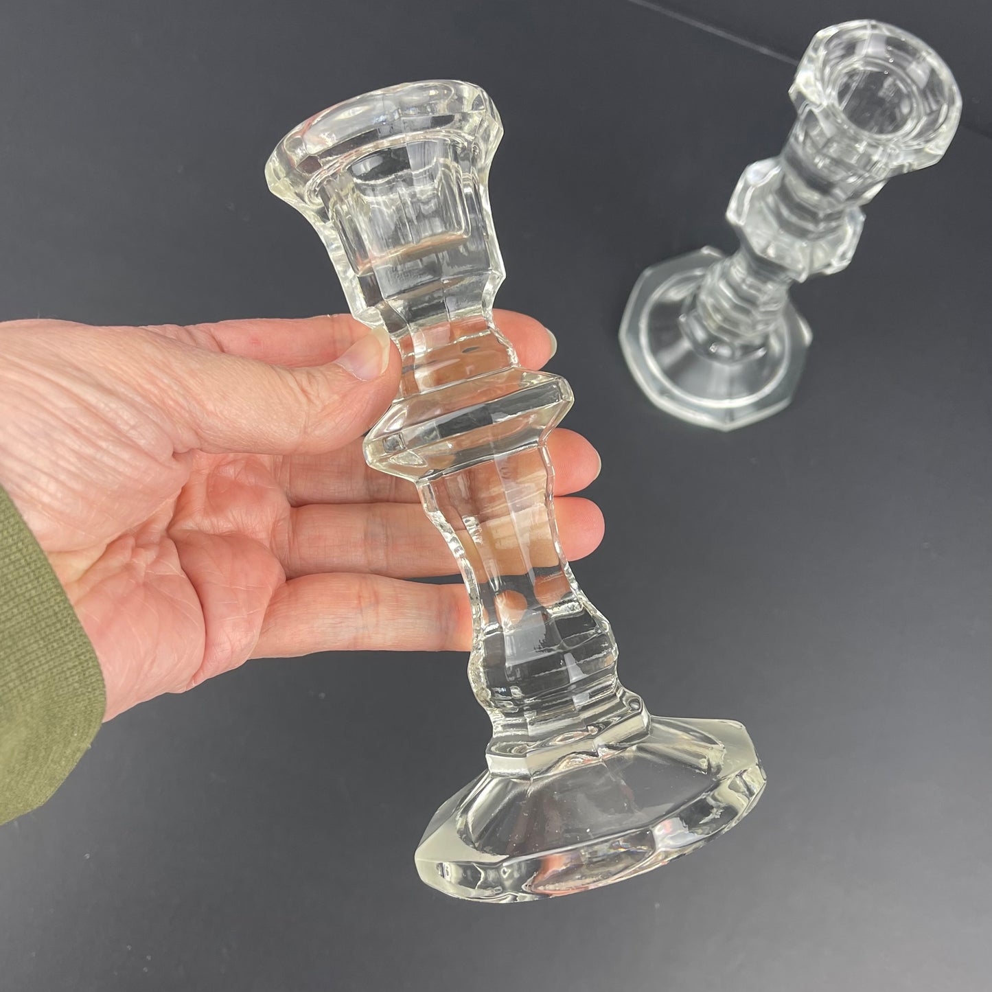 Set of glass candlesticks