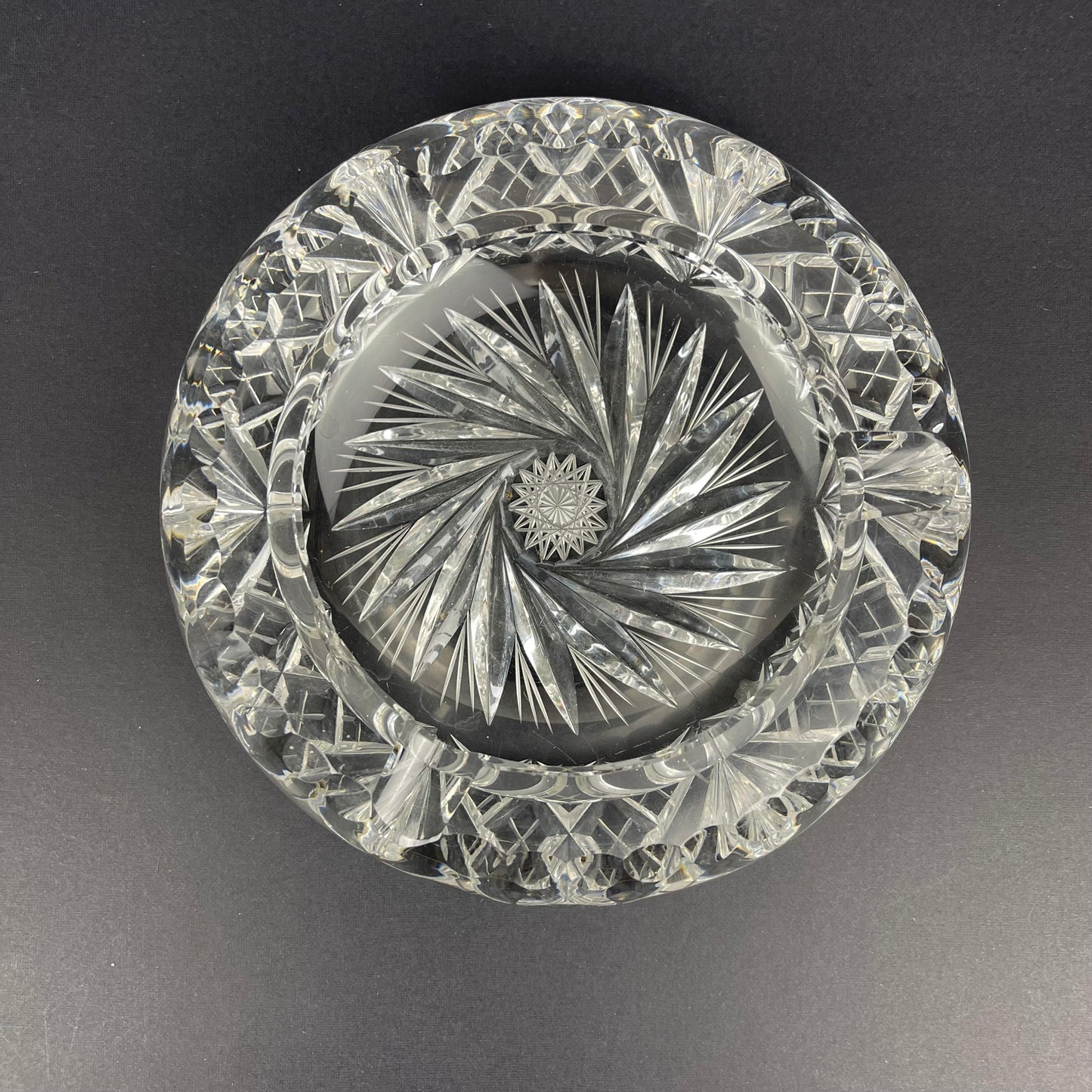 Pinwheel crystal ashtray