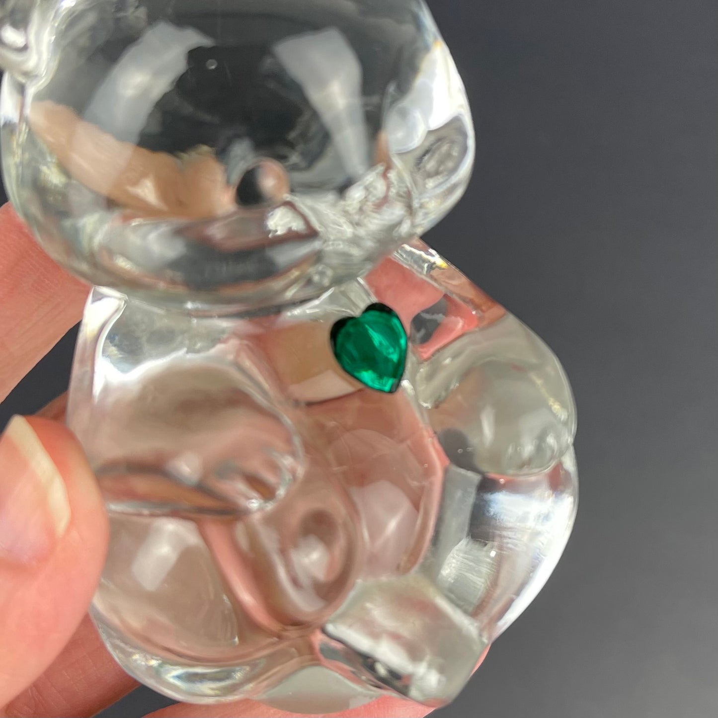 Fenton clear glass birthday bear (May)
