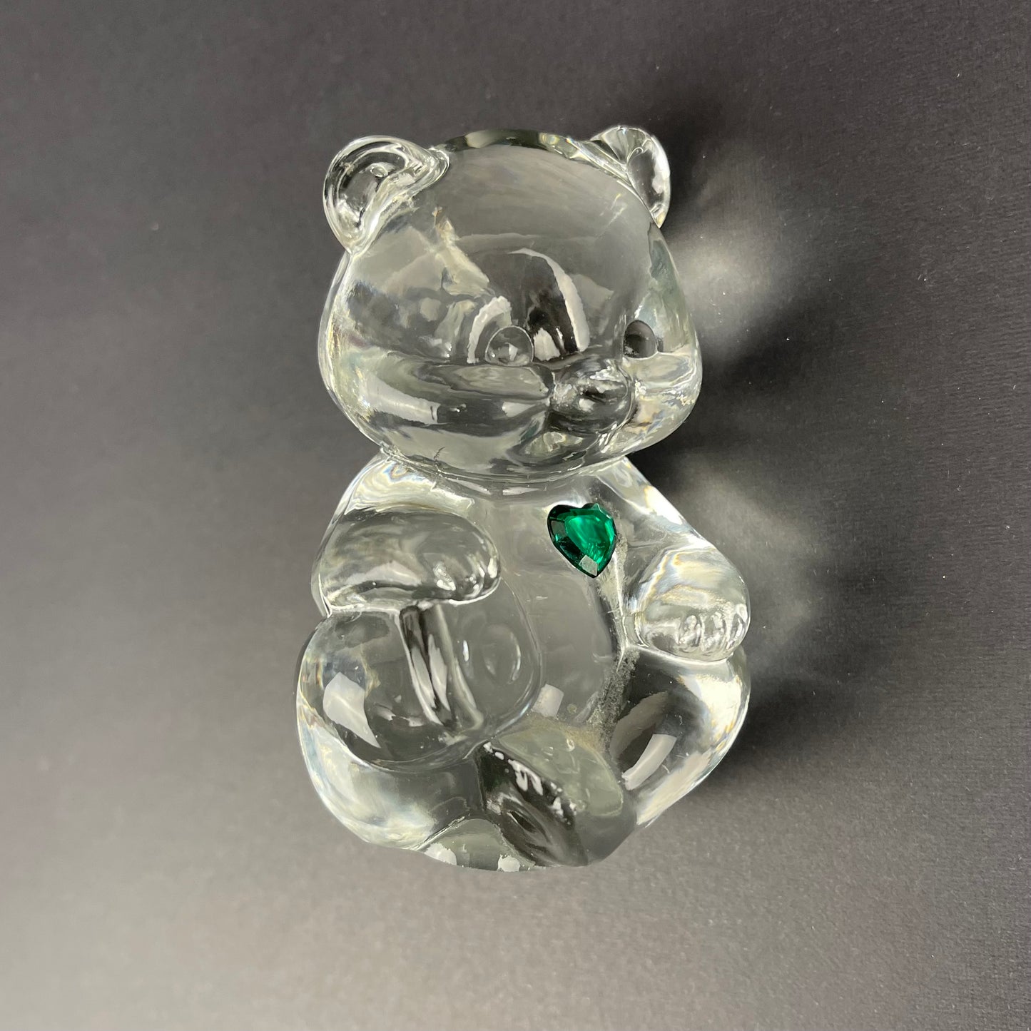 Fenton clear glass birthday bear (May)