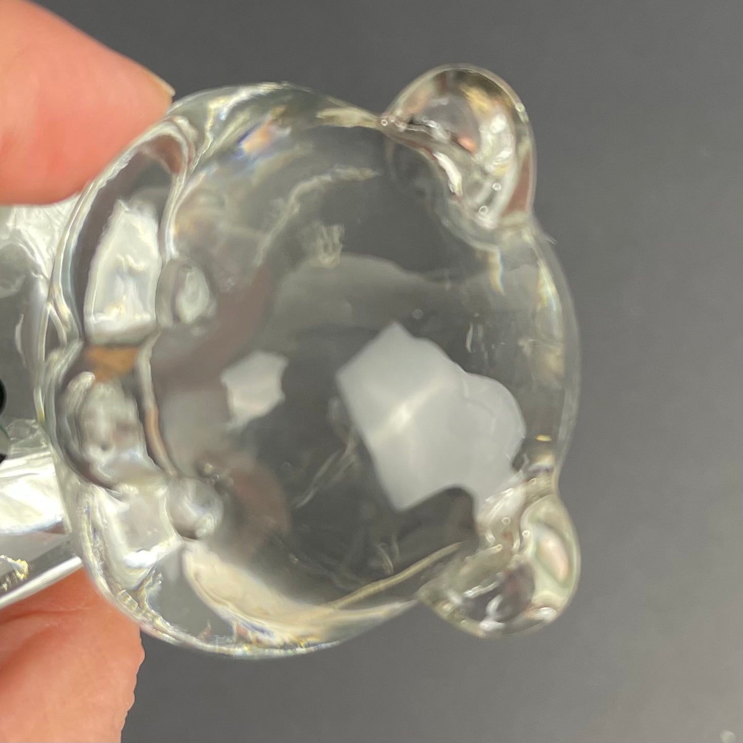 Fenton clear glass birthday bear (May)