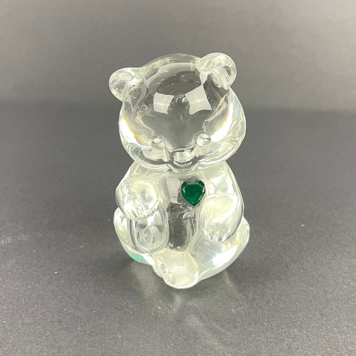 Fenton clear glass birthday bear (May)