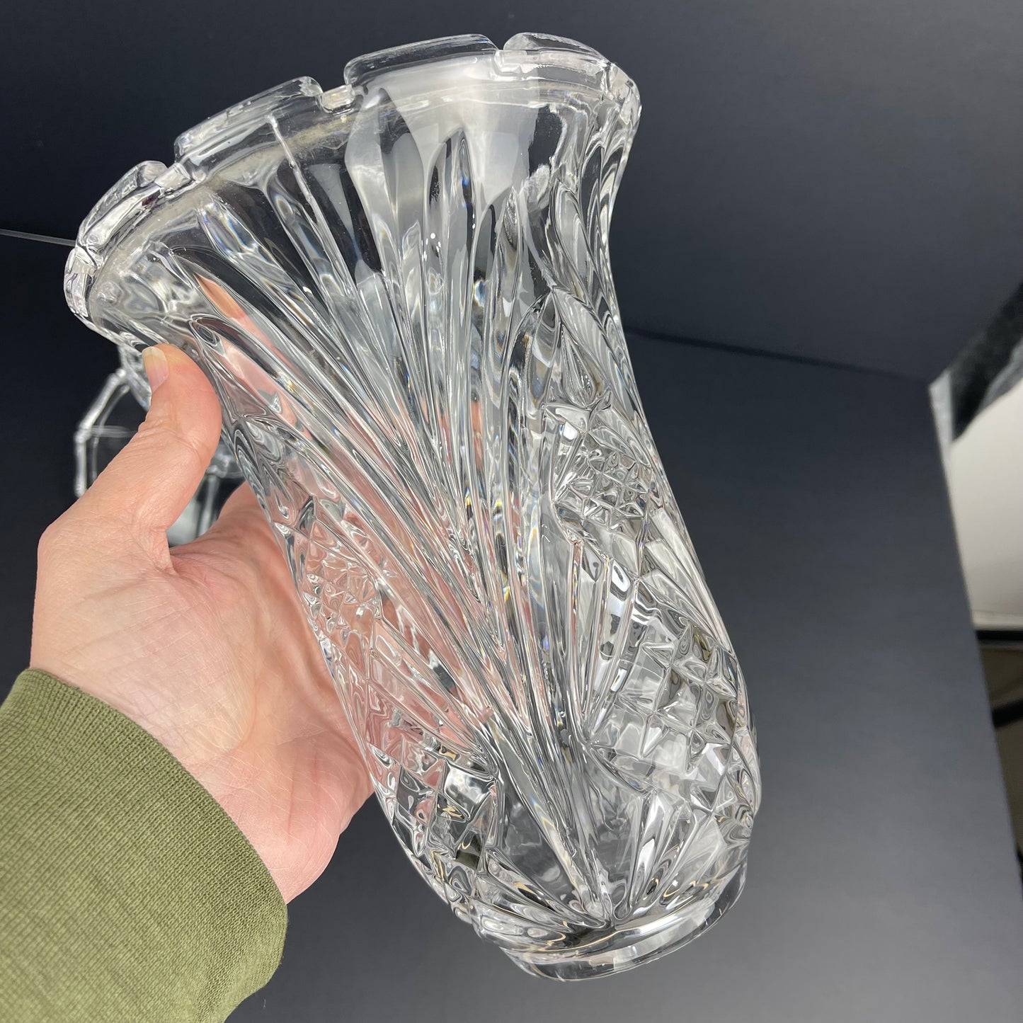 2 piece crystal hurricane candle holder
