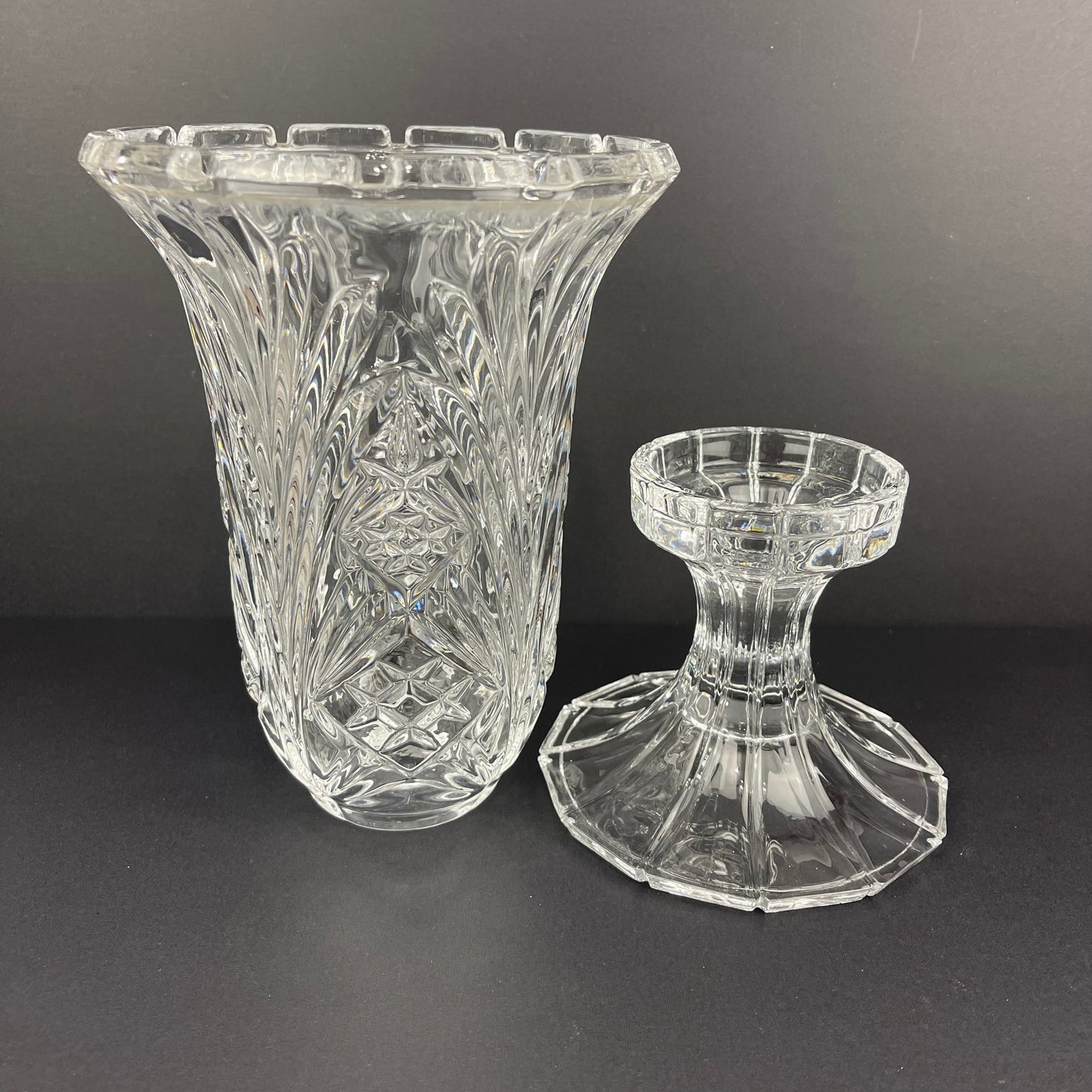 2 piece crystal hurricane candle holder