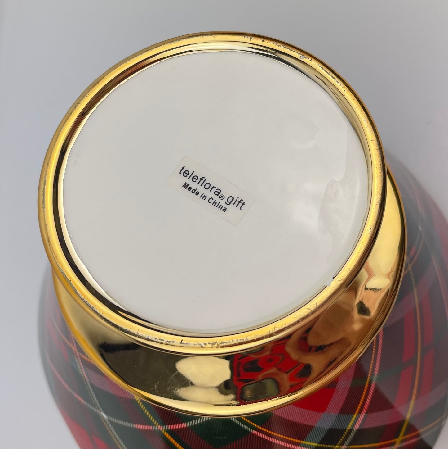 Teleflora plaid pedestal dish