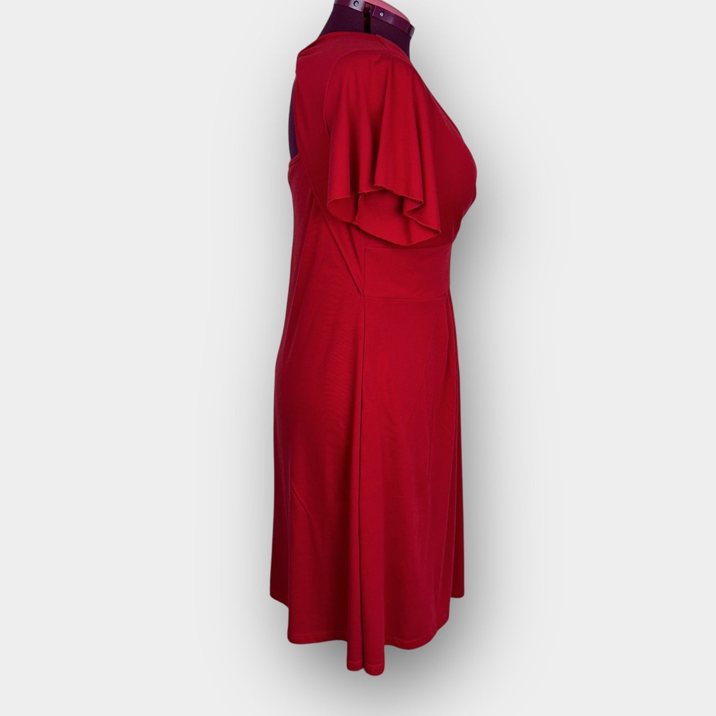 Flutter Sleeve Fit & Flare Midi Dress