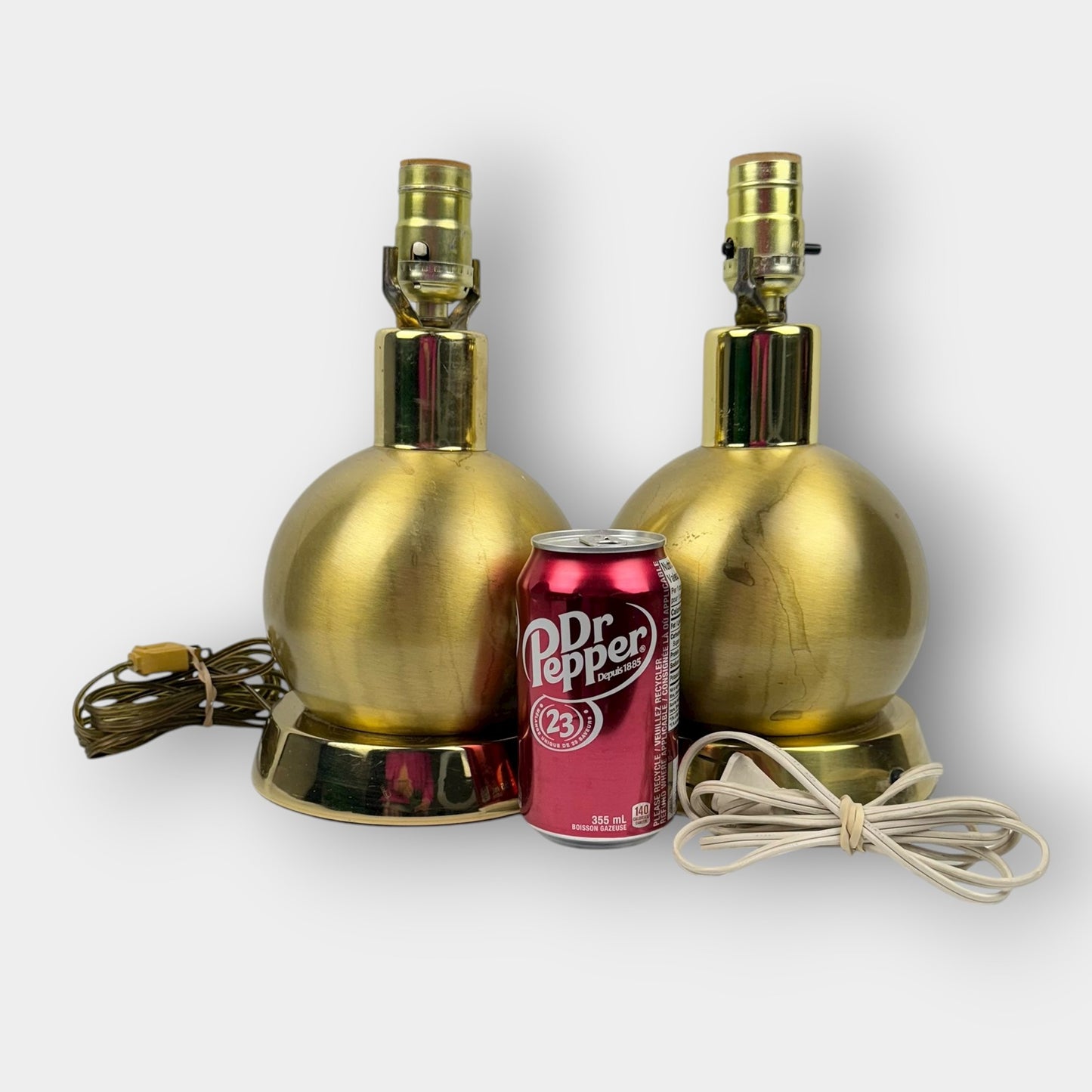 Brass Orb Table Lamp Pair
