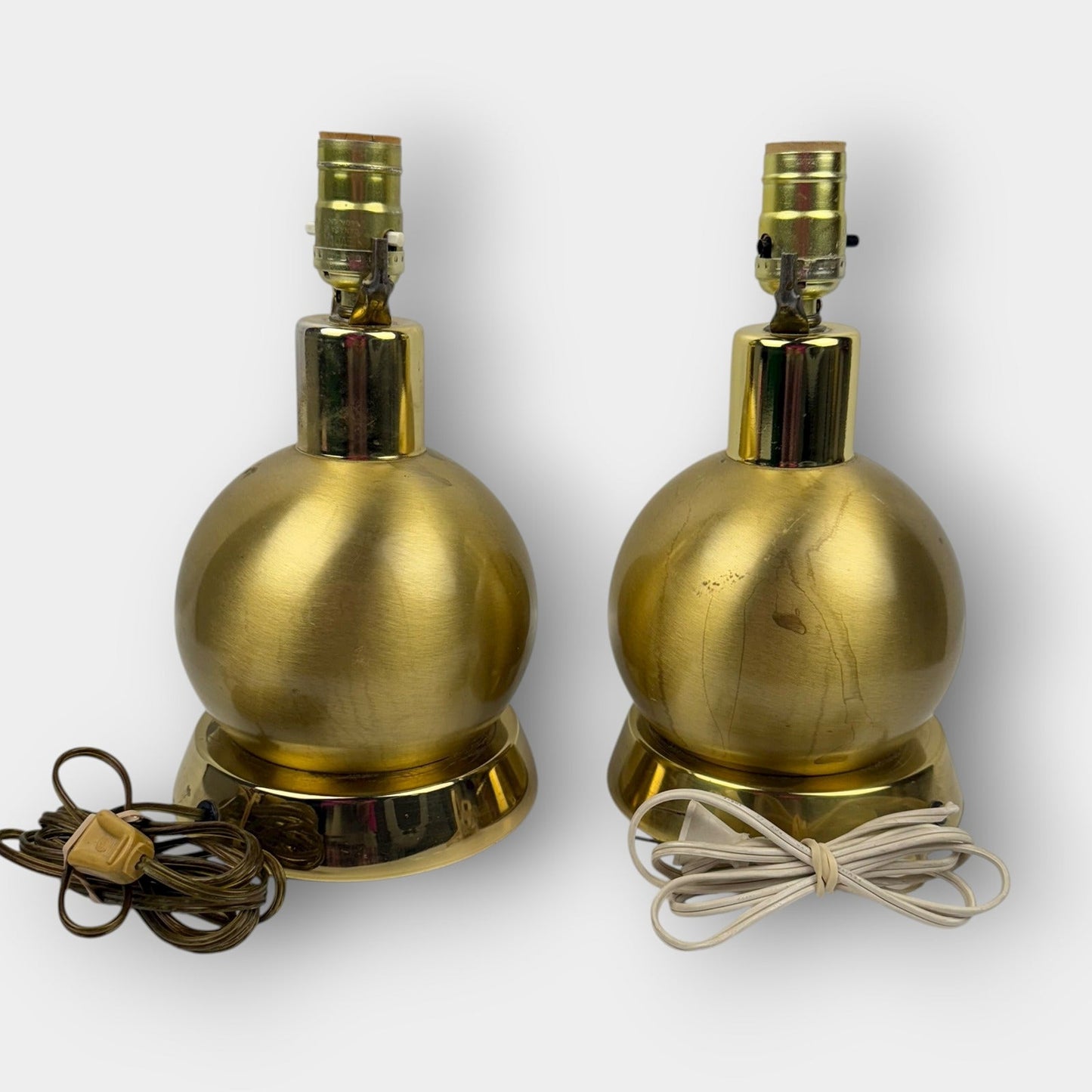 Brass Orb Table Lamp Pair