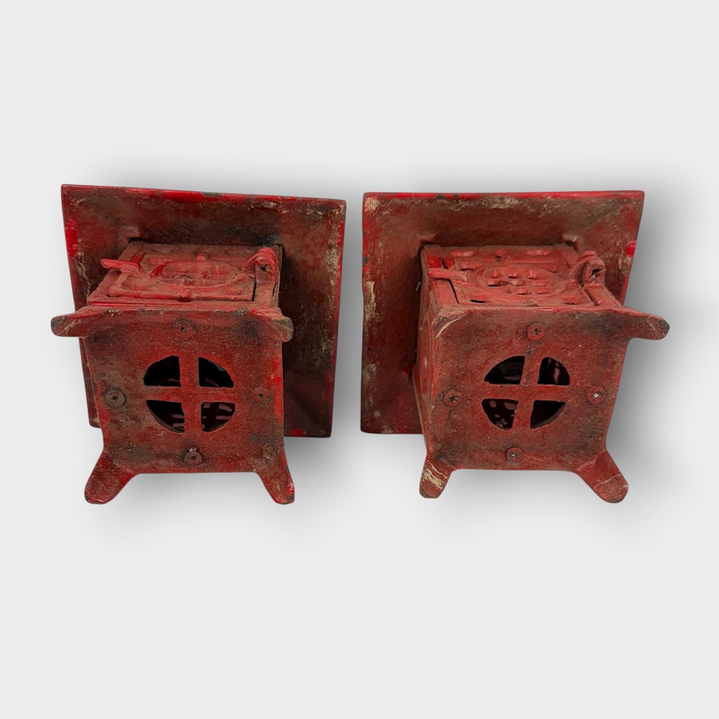 Red Cast Iron Pagoda Lanterns