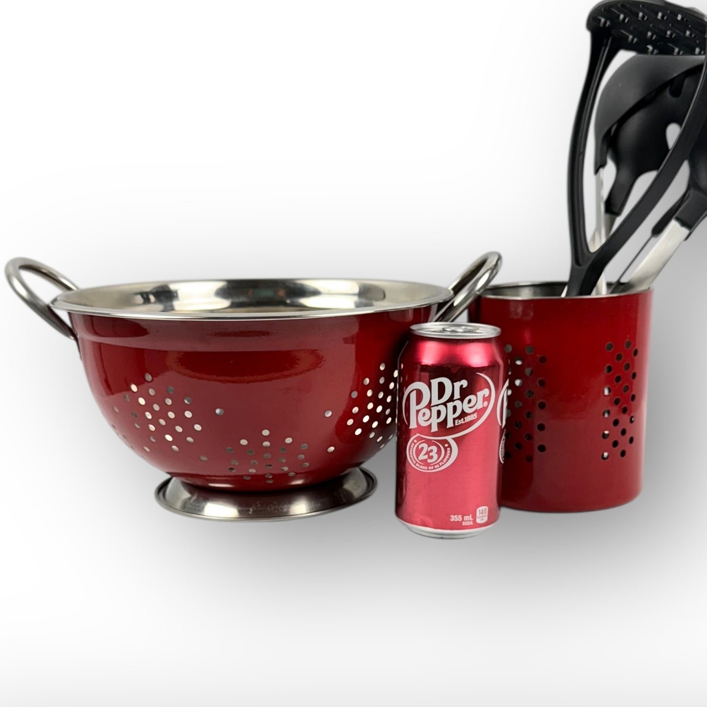 Red Kitchen Colander + Tools