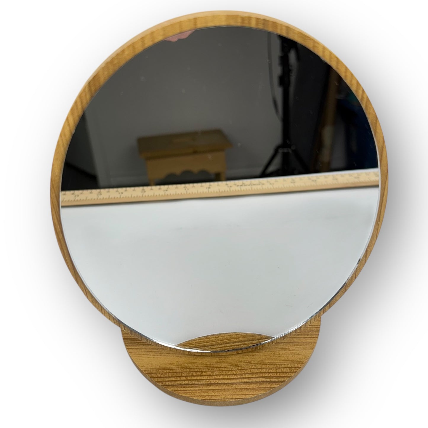 Wood Base Tabletop Mirror