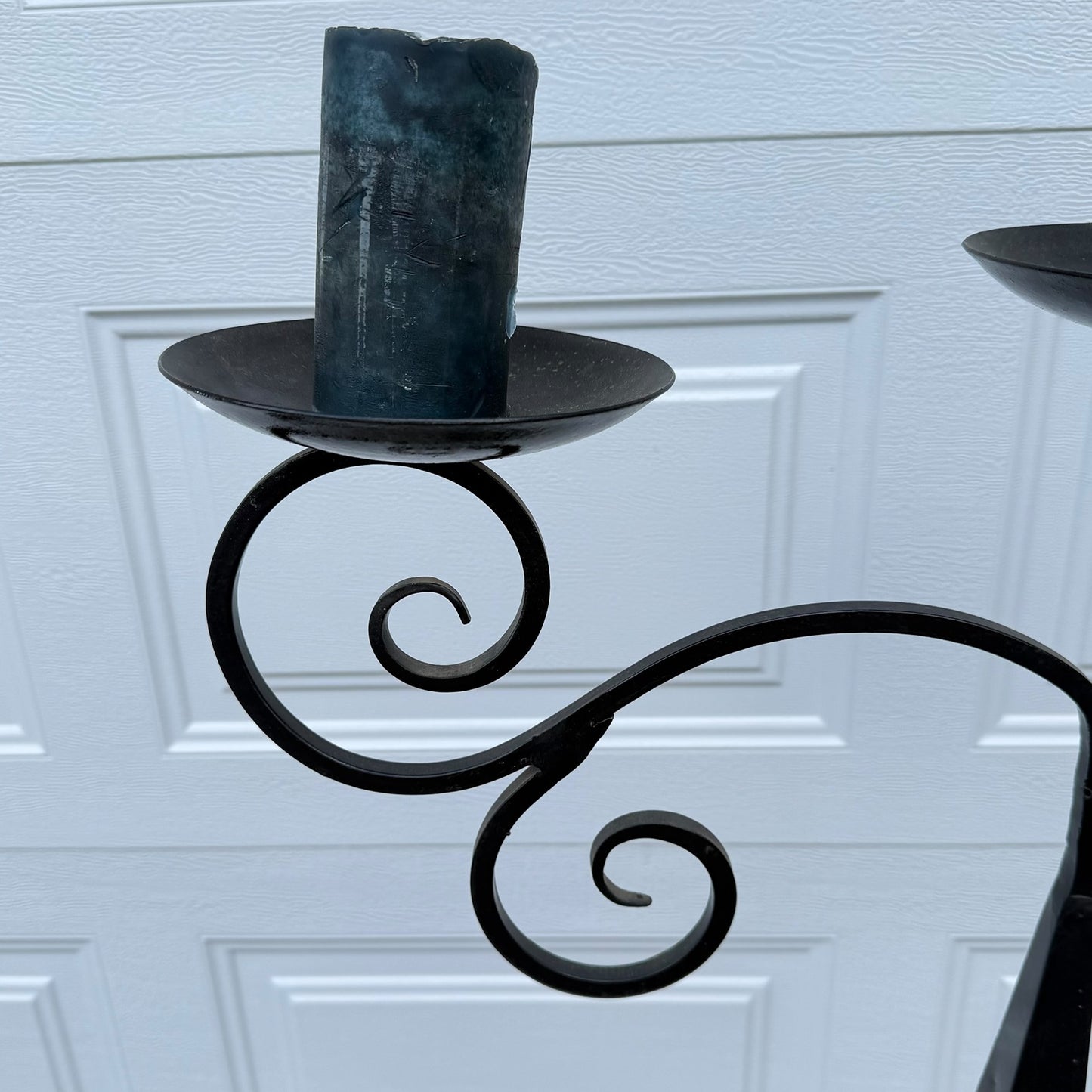 Wrought iron floor candelabra