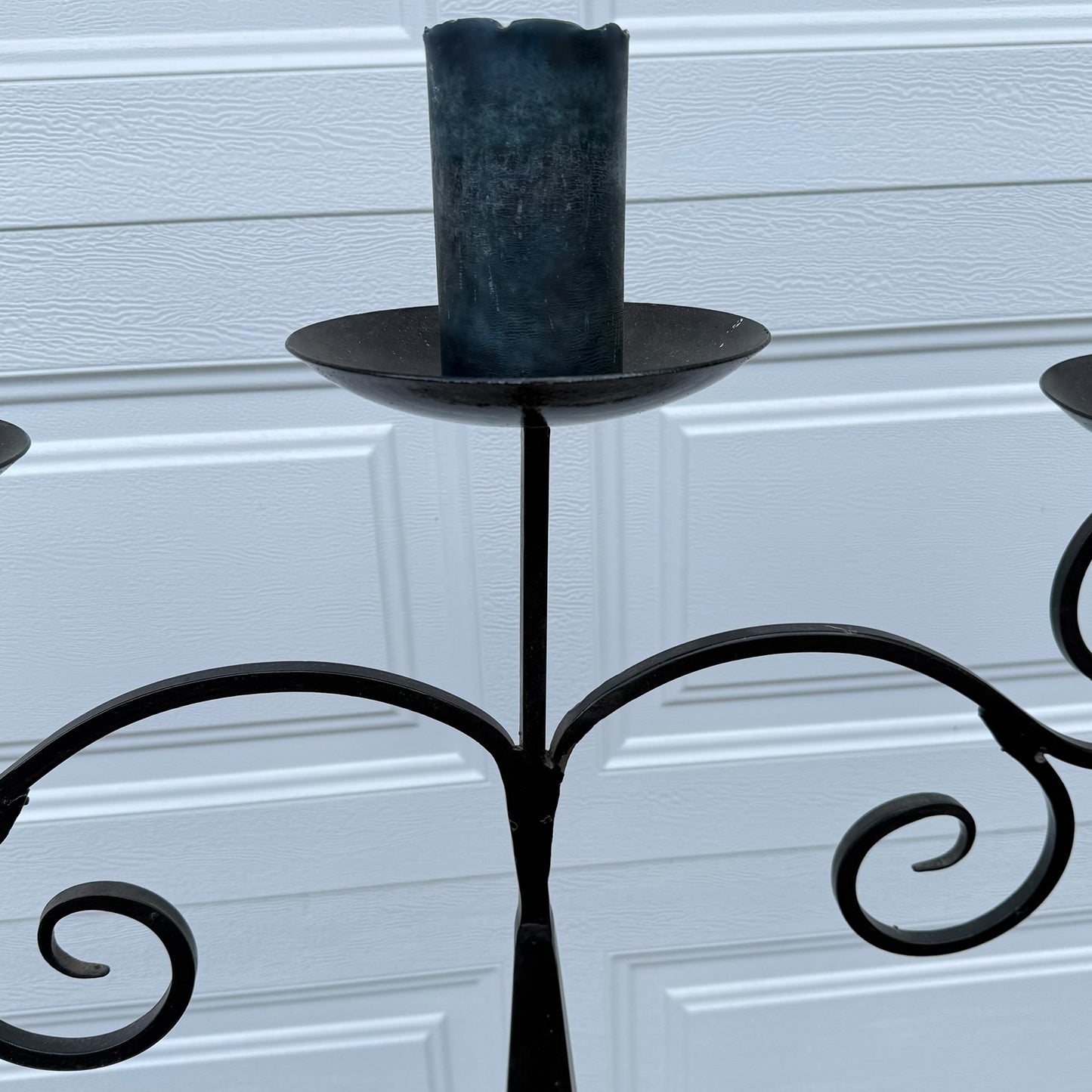 Wrought iron floor candelabra