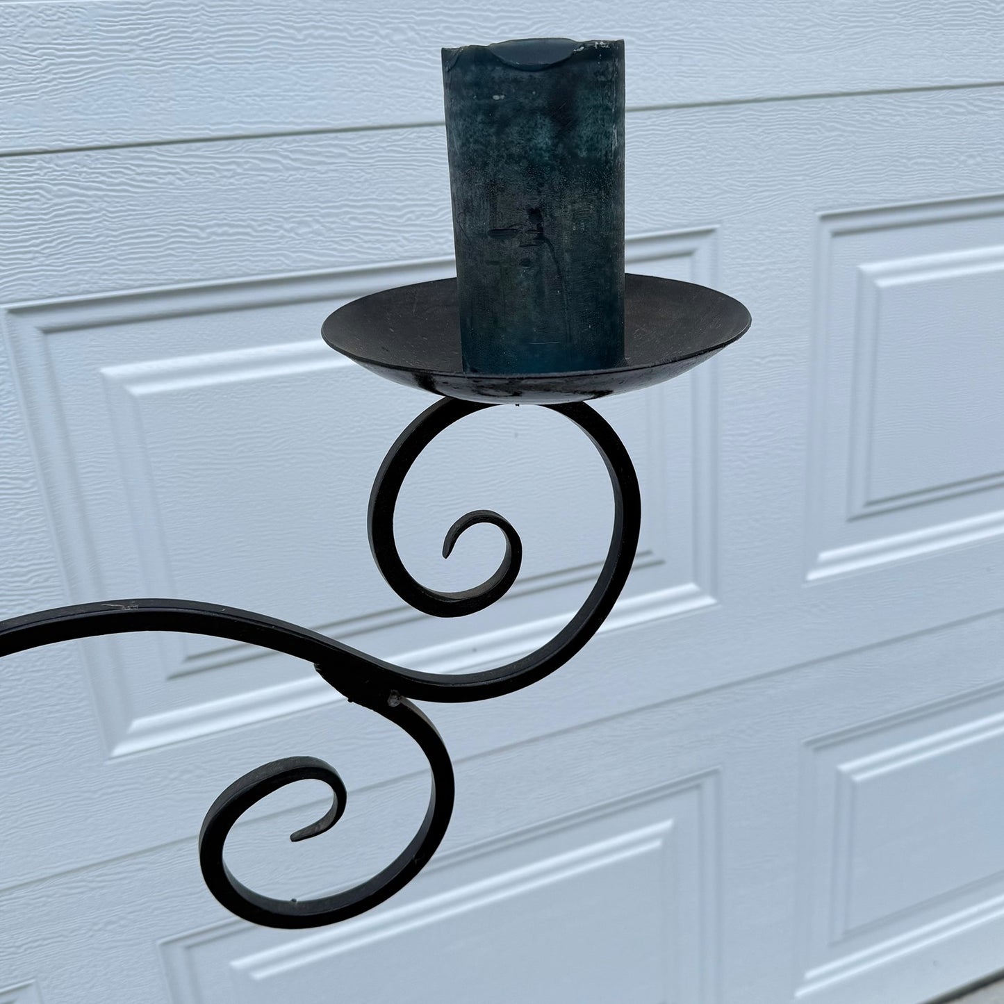 Wrought iron floor candelabra