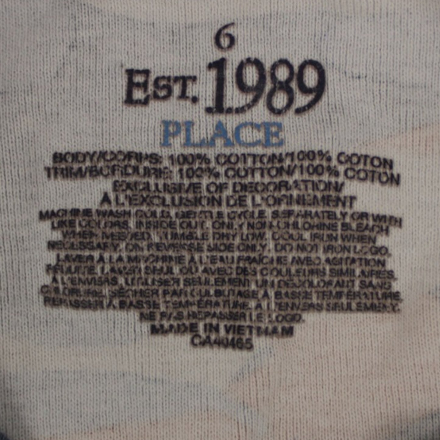 Place long sleeve t-shirt