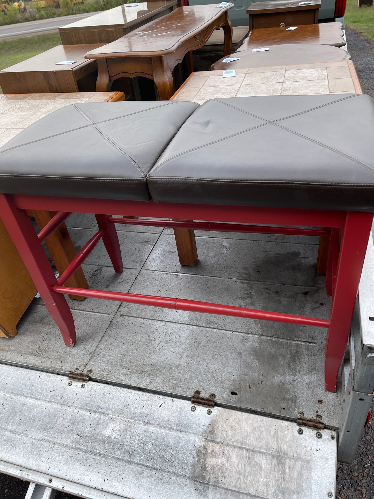 Faux leather bench