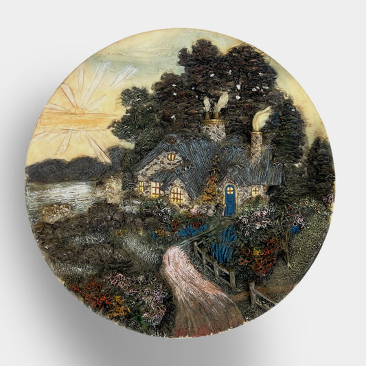 3D country cottage plate 8"