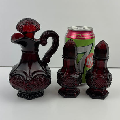 Avon 1876 Red Cruet Set with Shakers