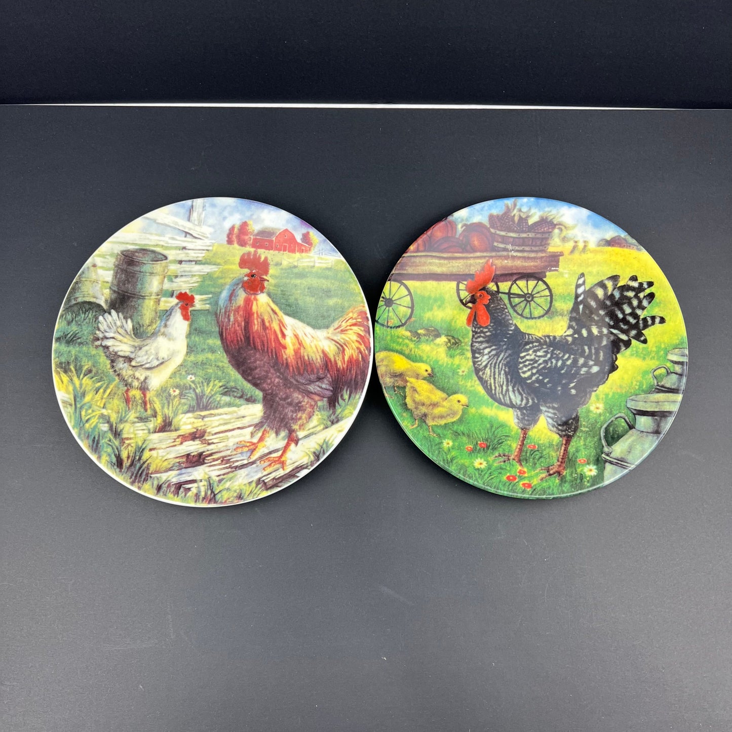 Rooster plates set of 2