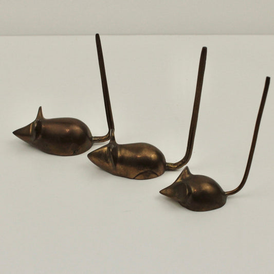 Vintage brass mice receipt holders
