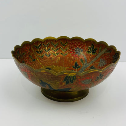 Vintage brass bowl with horse