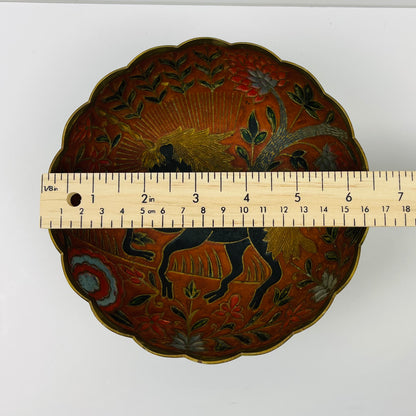 Vintage brass bowl with horse