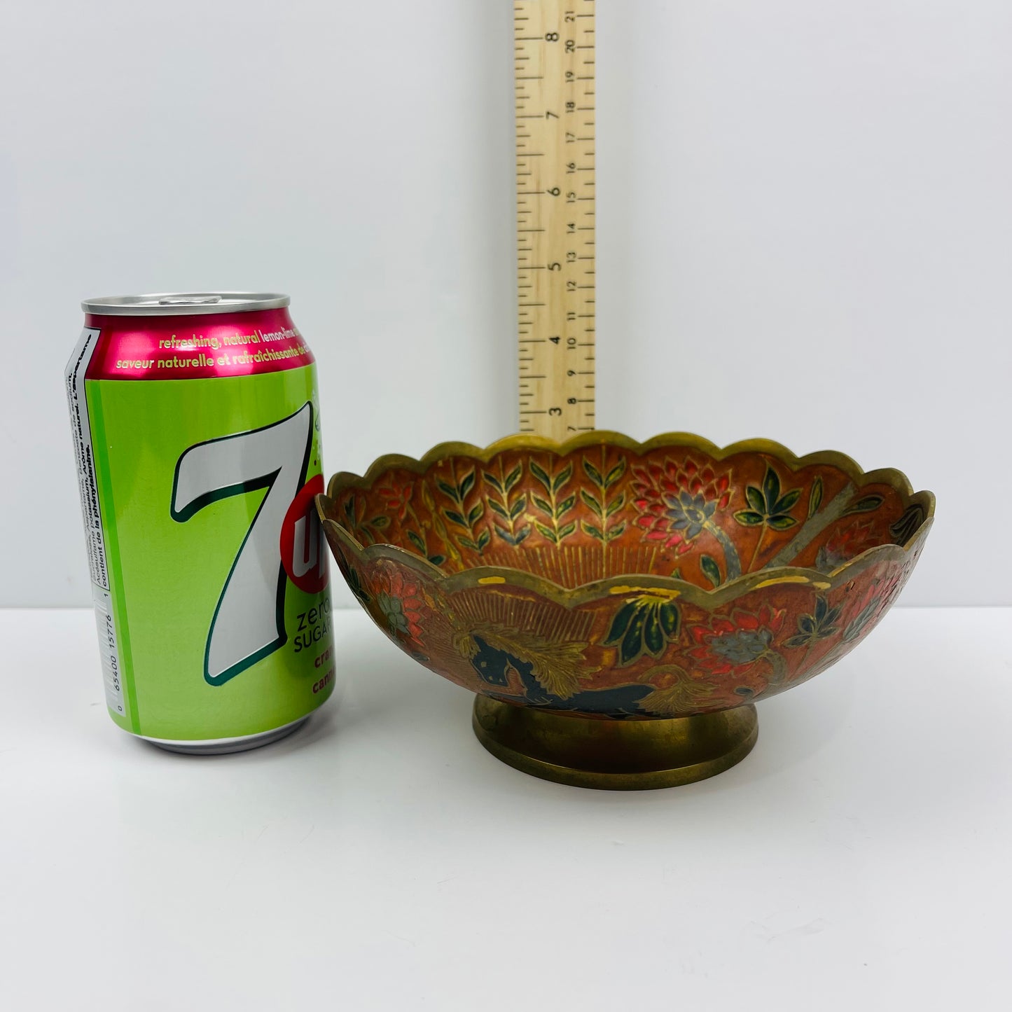 Vintage brass bowl with horse