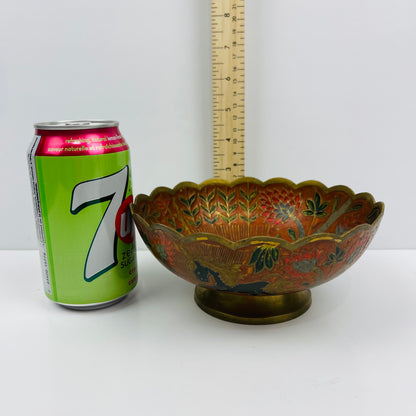 Vintage brass bowl with horse