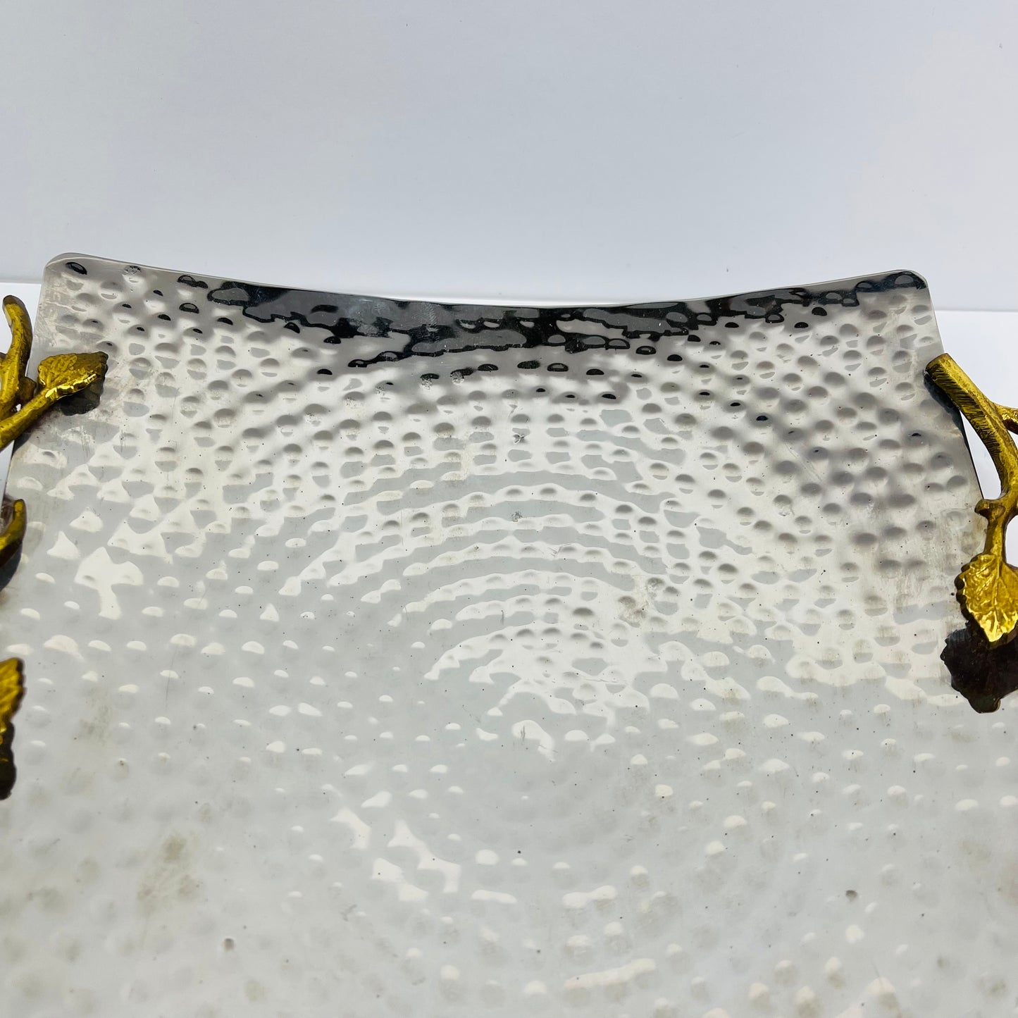 Gold leafed hammered silver tray