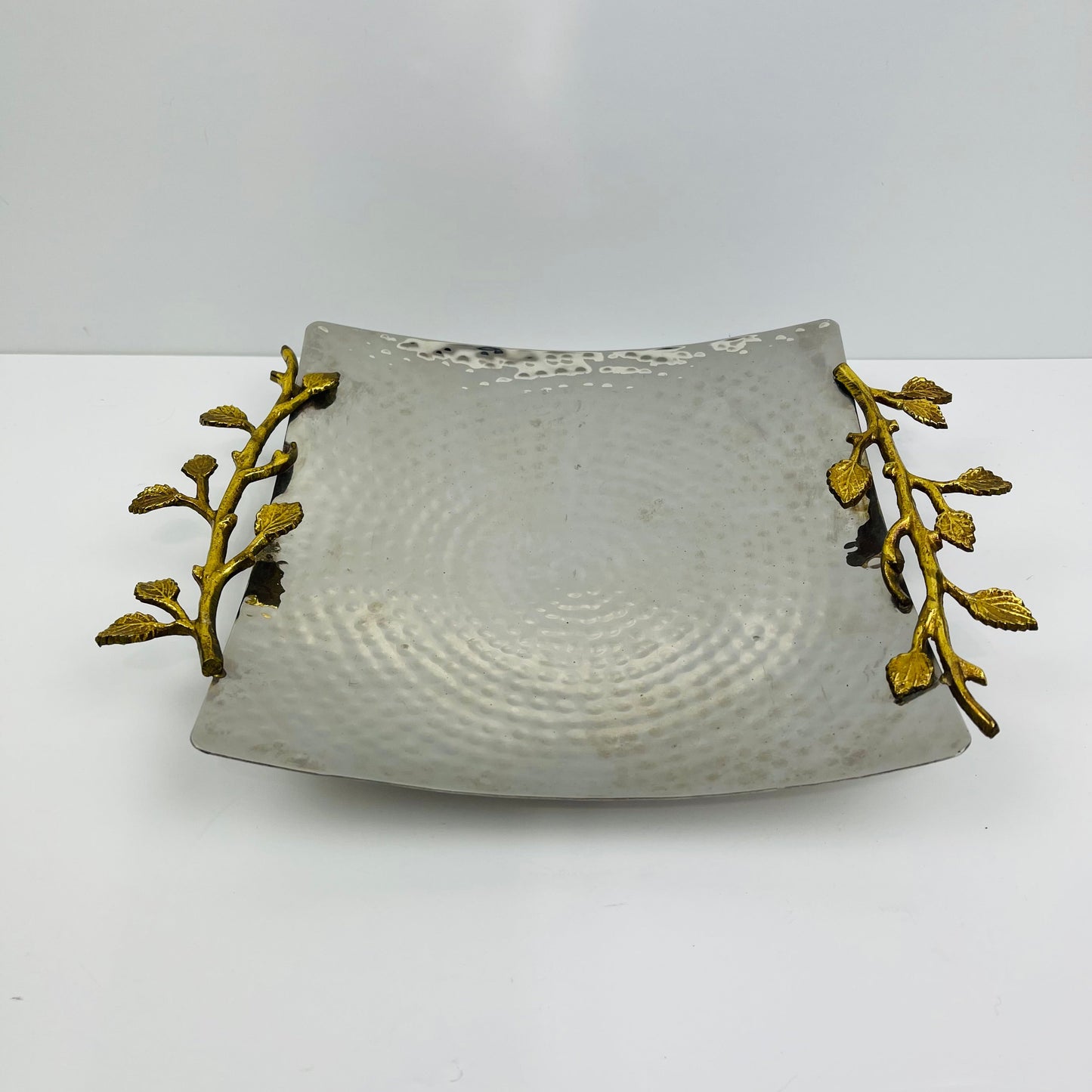 Gold leafed hammered silver tray