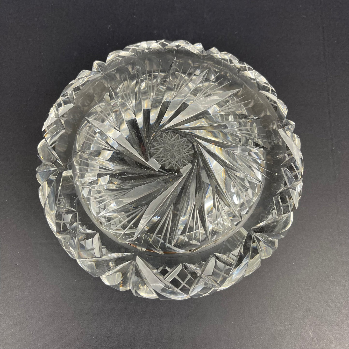 Pinwheel crystal ashtray