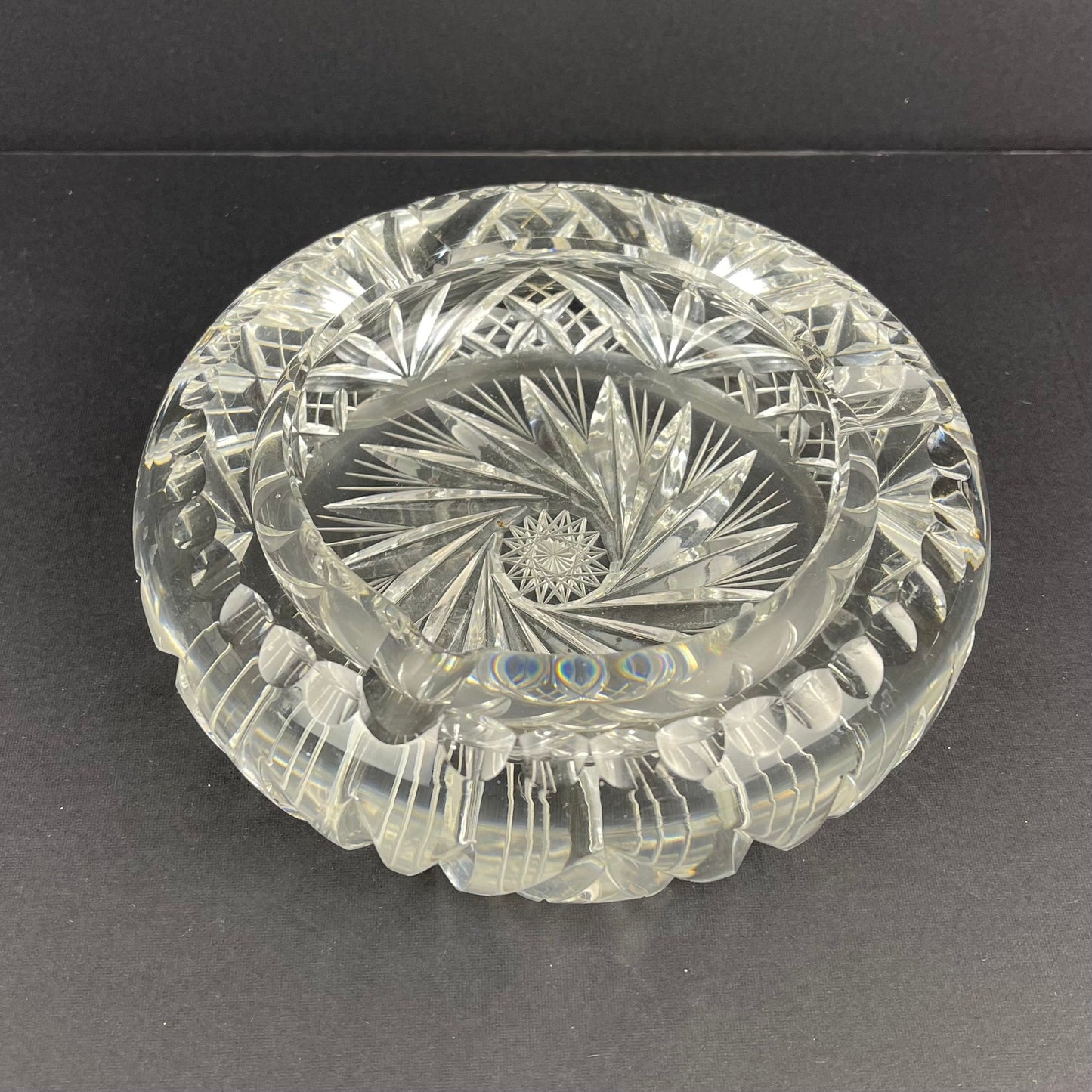 Pinwheel crystal ashtray