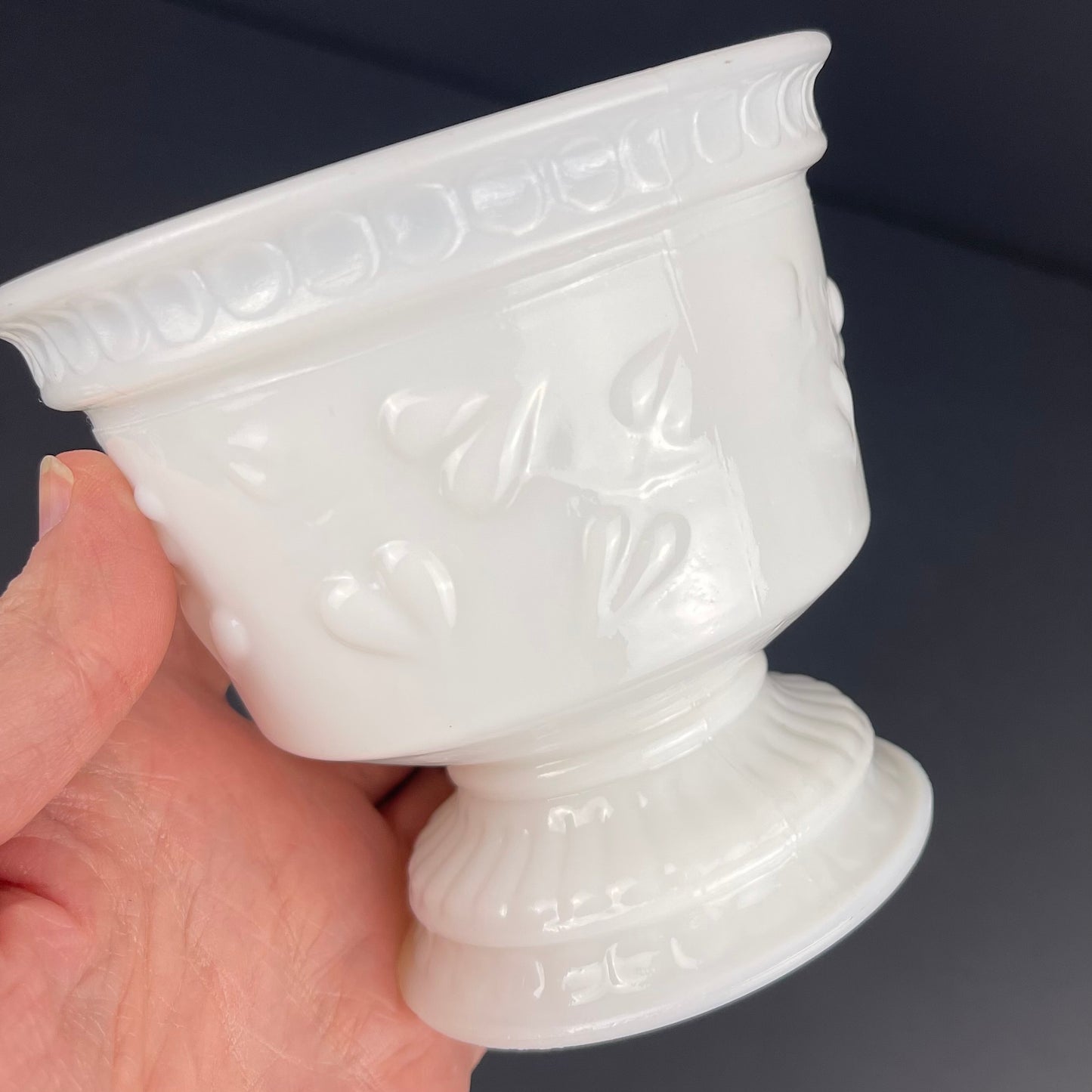 Milk glass pedestal dish