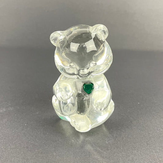 Fenton clear glass birthday bear (May)