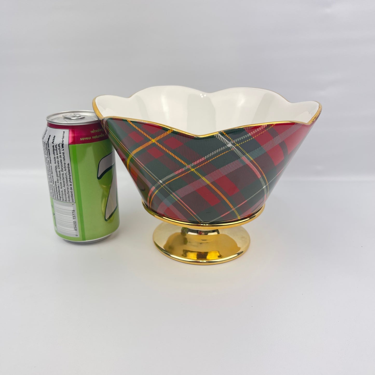 Teleflora plaid pedestal dish