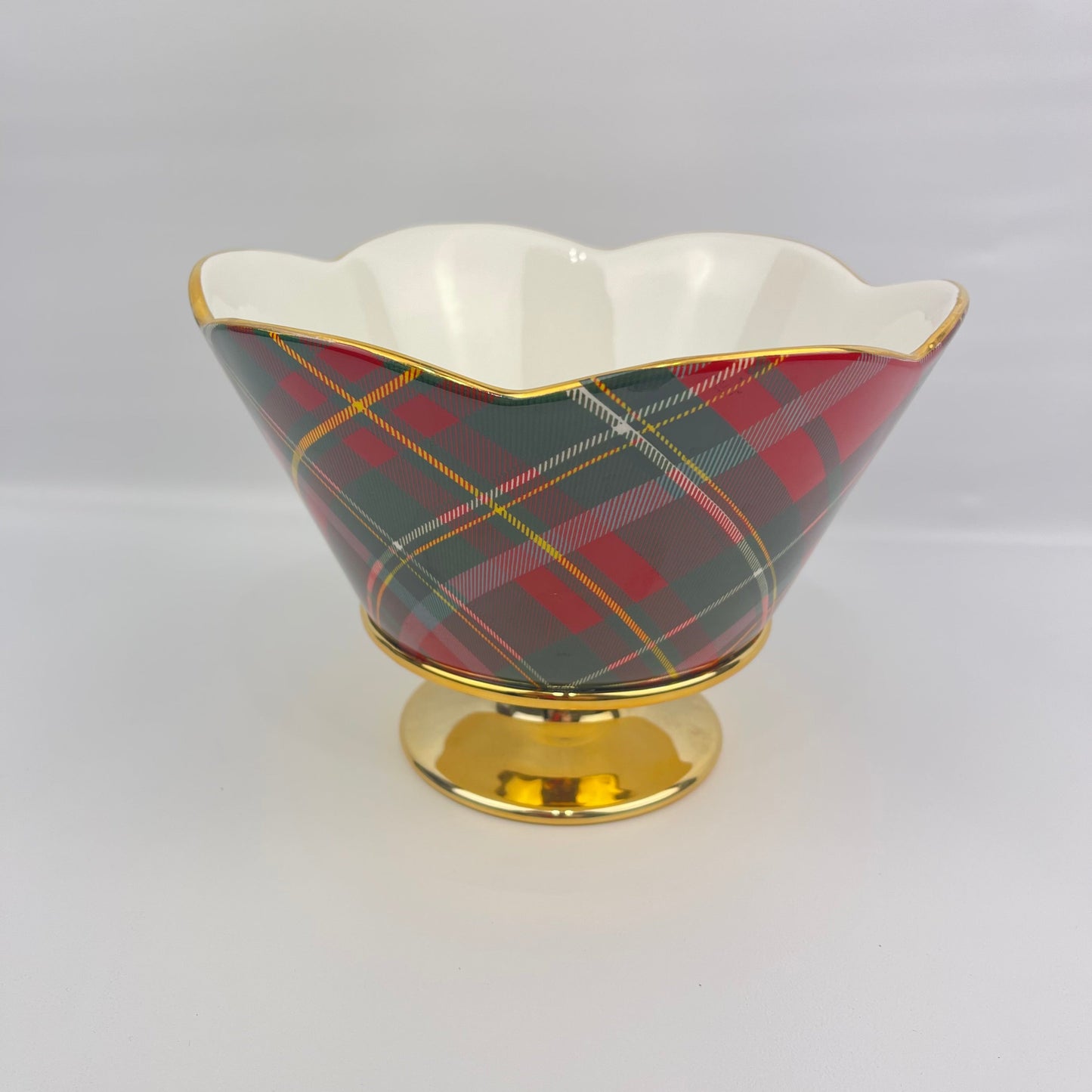 Teleflora plaid pedestal dish