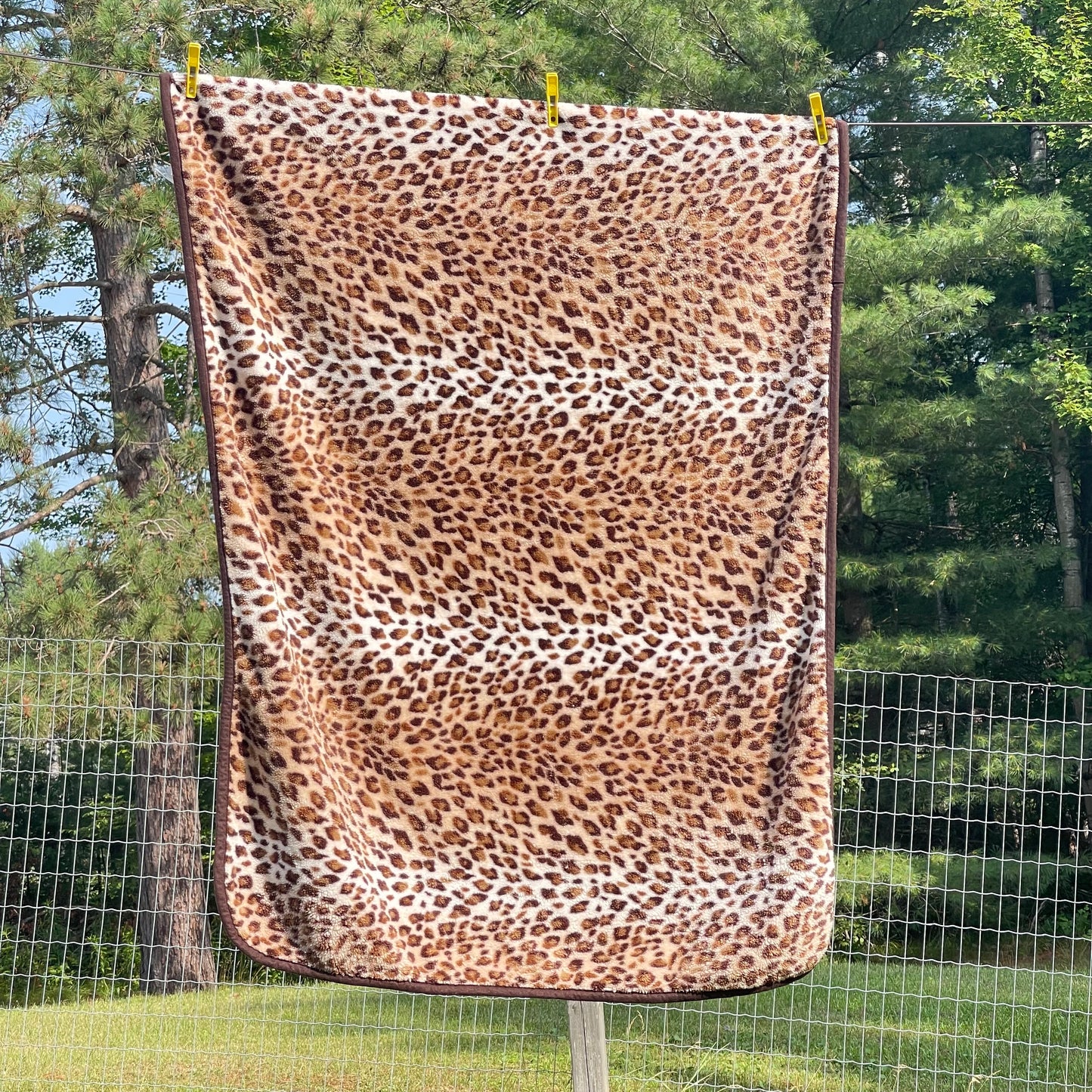 Leopard print fleece throw