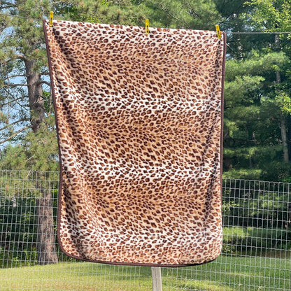 Leopard print fleece throw
