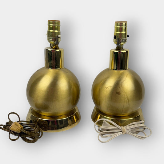 Brass Orb Table Lamp Pair