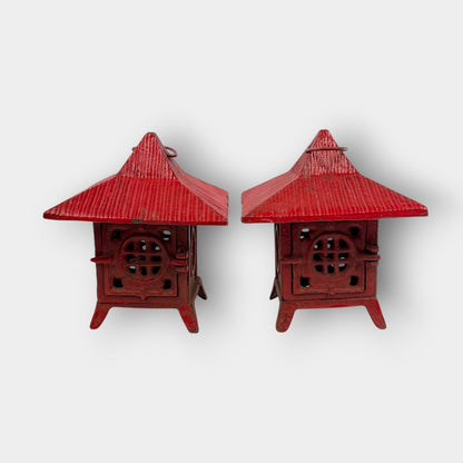 Red Cast Iron Pagoda Lanterns