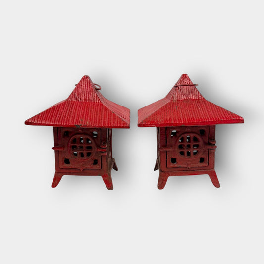 Red Cast Iron Pagoda Lanterns