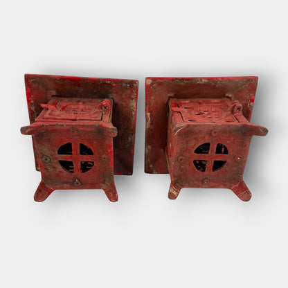 Red Cast Iron Pagoda Lanterns