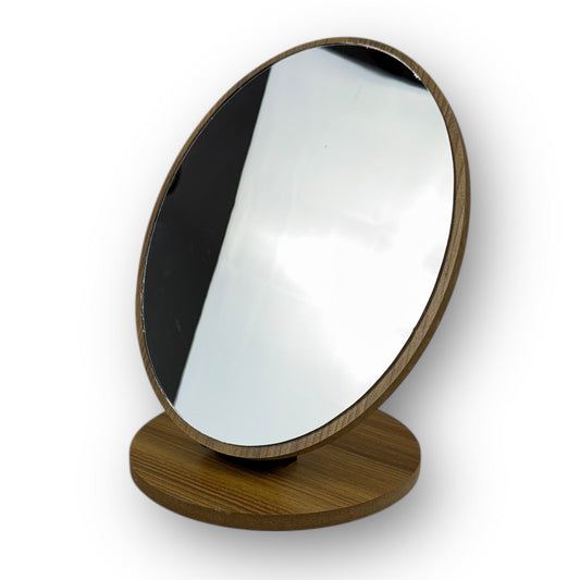 Wood Base Tabletop Mirror