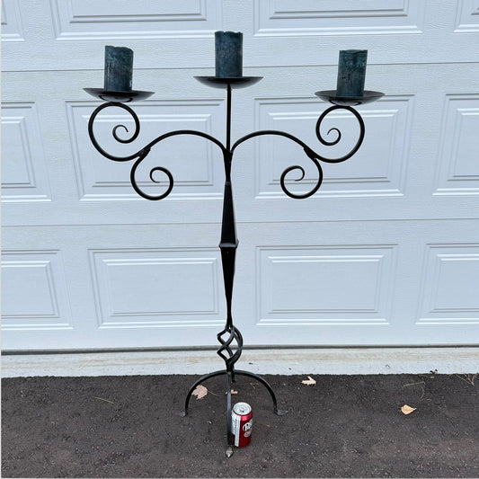 Wrought iron floor candelabra