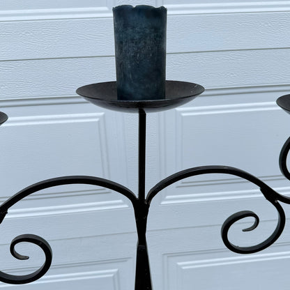 Wrought iron floor candelabra