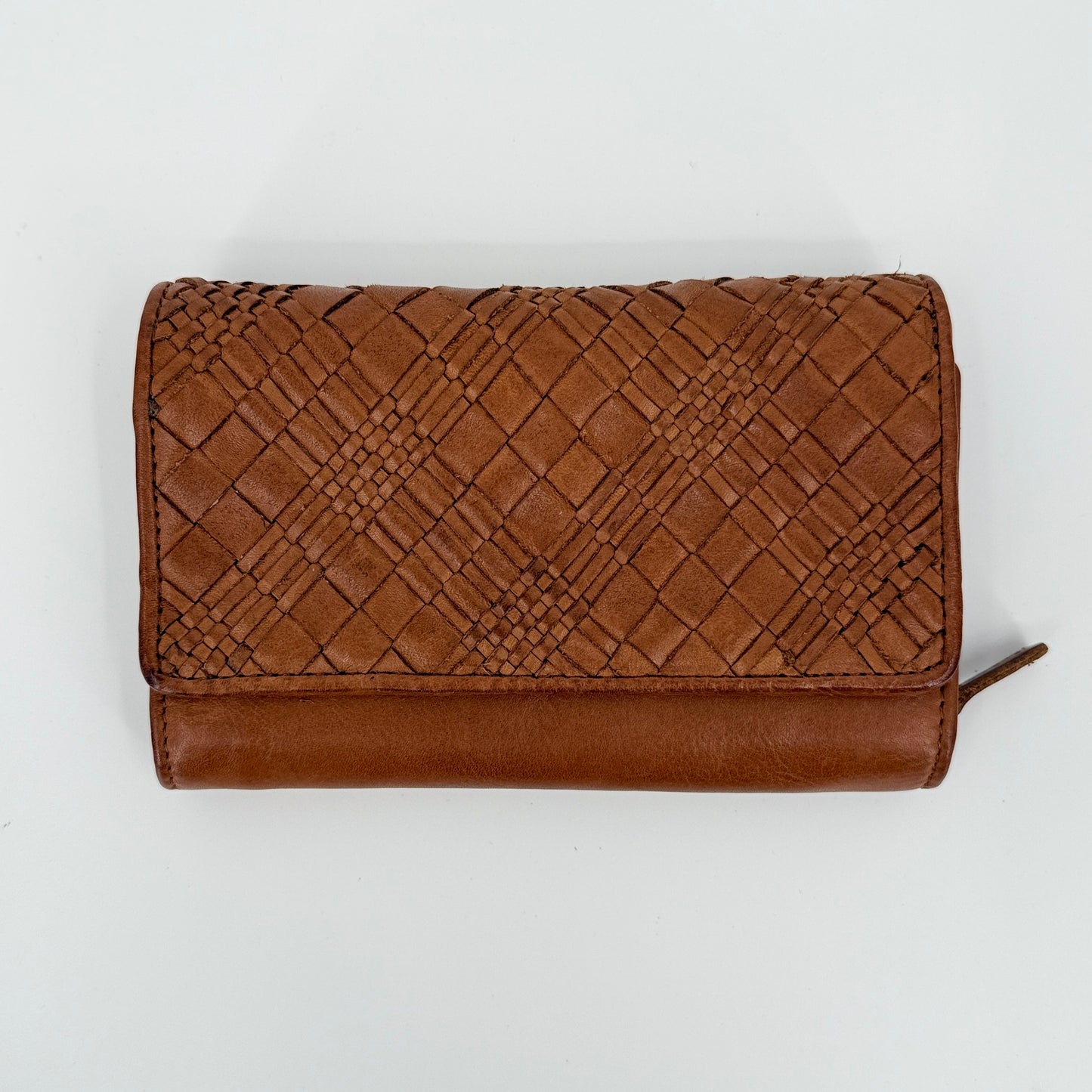 Woven Flap Leather Wallet